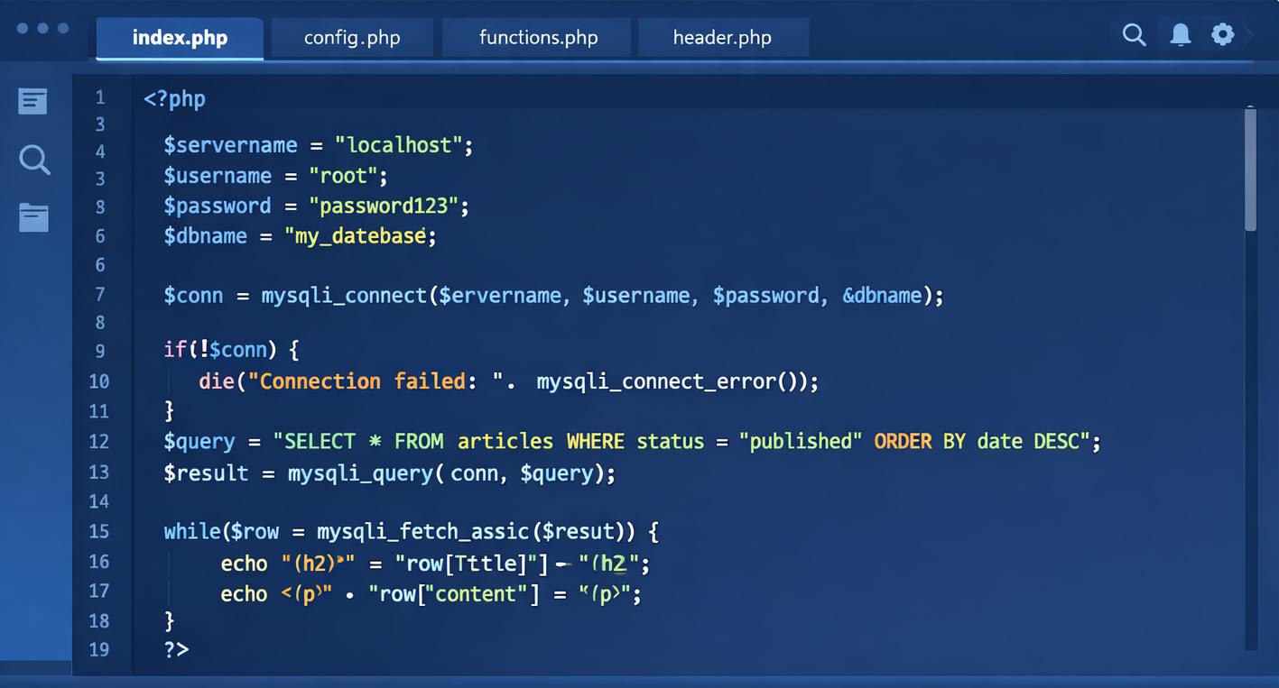 Image of lines of programming code displayed on a screen.